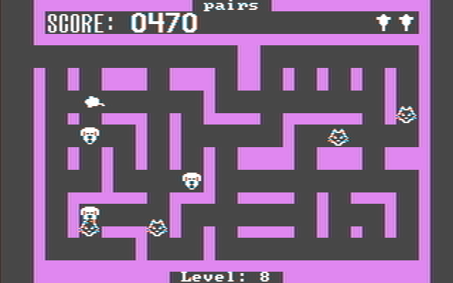 Cat 'n Mouse IBM PC/Compatibles Screenshot: The mouse runs through level eight.