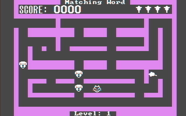 Cat 'n Mouse IBM PC/Compatibles Screenshot: Starting the matching word game.