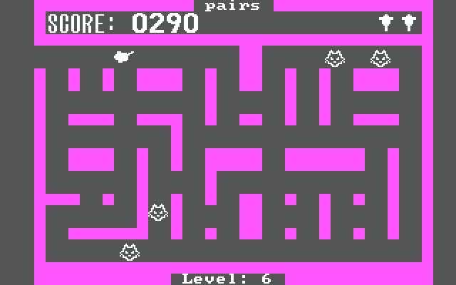Cat 'n Mouse IBM PC/Compatibles Screenshot: Level six is complete, now I can head to the exit...