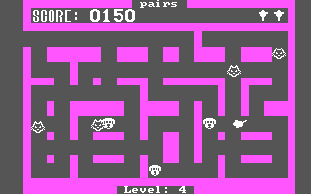 Cat 'n Mouse IBM PC/Compatibles Screenshot: With more cats in pursuit, head to the dogs to view a puzzle!