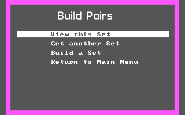 Cat 'n Mouse IBM PC/Compatibles Screenshot: You can view existing sets or create your own!