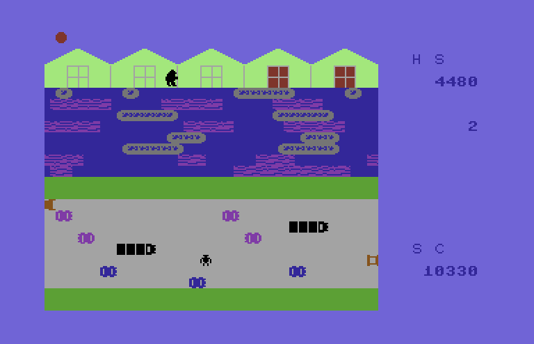 Logger Commodore 64 Screenshot: Two houses reached, three to go!