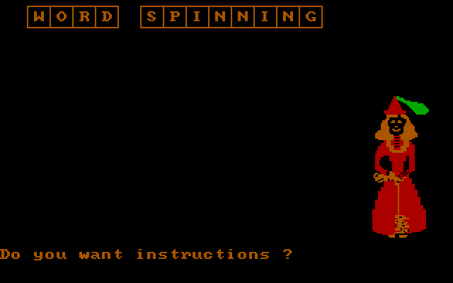 Wizard of Words IBM PC/Compatibles Screenshot: Word Spinning title screen.