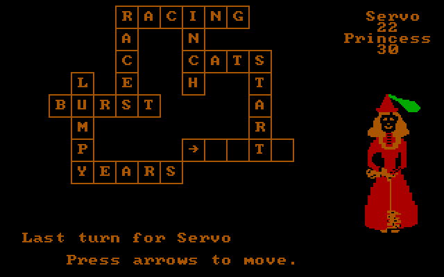 Wizard of Words IBM PC/Compatibles Screenshot: Last turn...