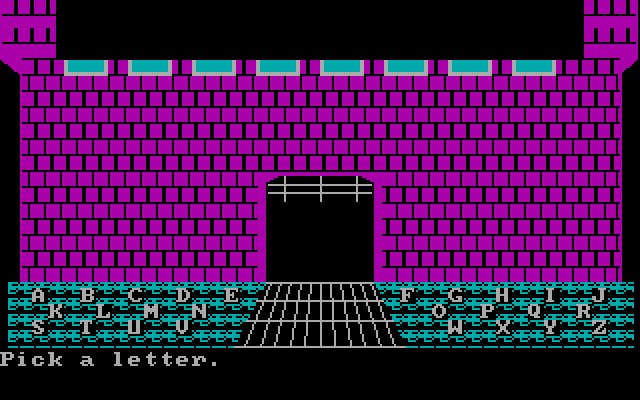 Wizard of Words IBM PC/Compatibles Screenshot: Starting out; pick some letters!