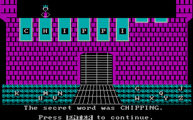 Wizard of Words IBM PC/Compatibles Screenshot: I didn't guess the word in time.