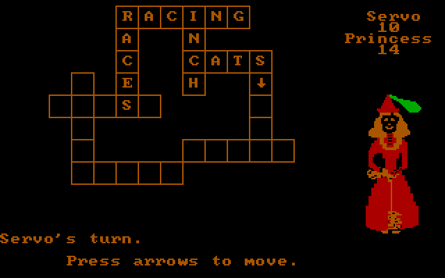Wizard of Words IBM PC/Compatibles Screenshot: Filling in some words...