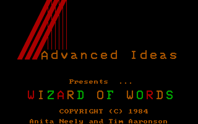 Wizard of Words IBM PC/Compatibles Screenshot: Title screen.