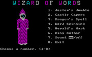 Wizard of Words for IBM PC/Compatibles - The main menu.