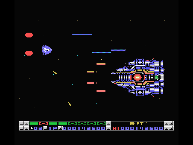 Nemesis 3: The Eve of Destruction MSX Screenshot: Final boss in this area...