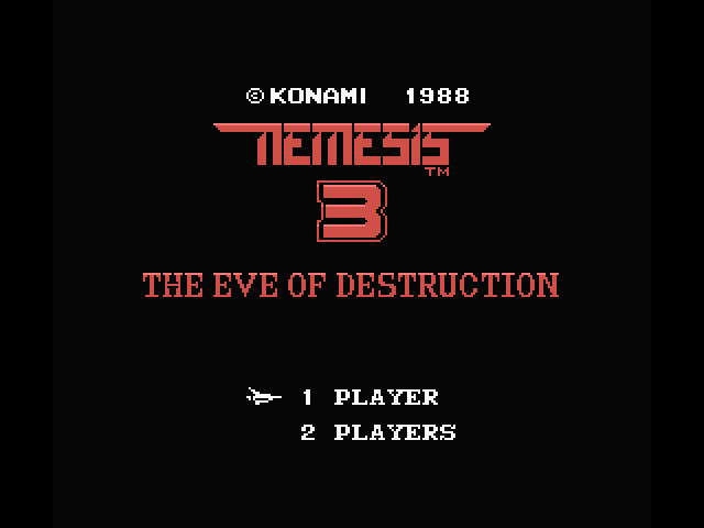 Nemesis 3: The Eve of Destruction MSX Screenshot: Title screen.