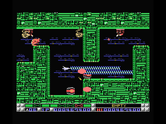 Nemesis 3: The Eve of Destruction MSX Screenshot: Dodging enemy fire is tough in narrow areas.
