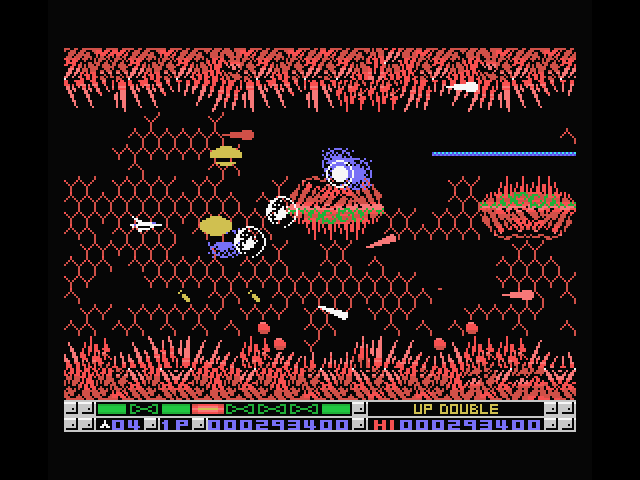 Nemesis 3: The Eve of Destruction MSX Screenshot: Attacks appear from all directions...