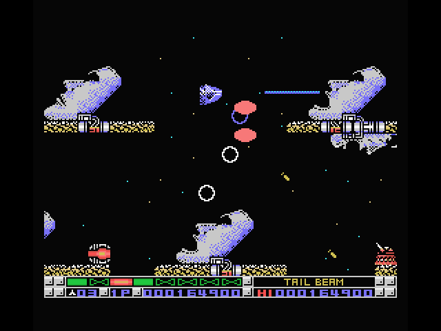 Nemesis 3: The Eve of Destruction MSX Screenshot: Would it be a Nemesis game without Moai heads?