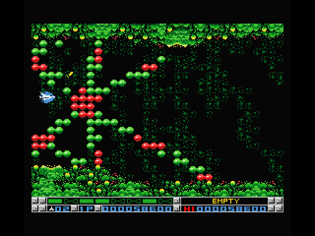 Nemesis 3: The Eve of Destruction MSX Screenshot: Almost trapped! Shoot the green bubbles to get out of here...