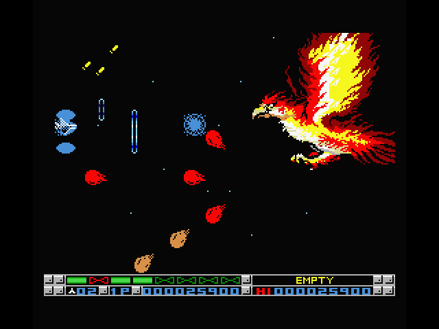 Nemesis 3: The Eve of Destruction MSX Screenshot: The first end of stage boss.