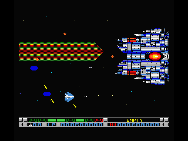 Nemesis 3: The Eve of Destruction MSX Screenshot: Don't get hit by giant lasers!
