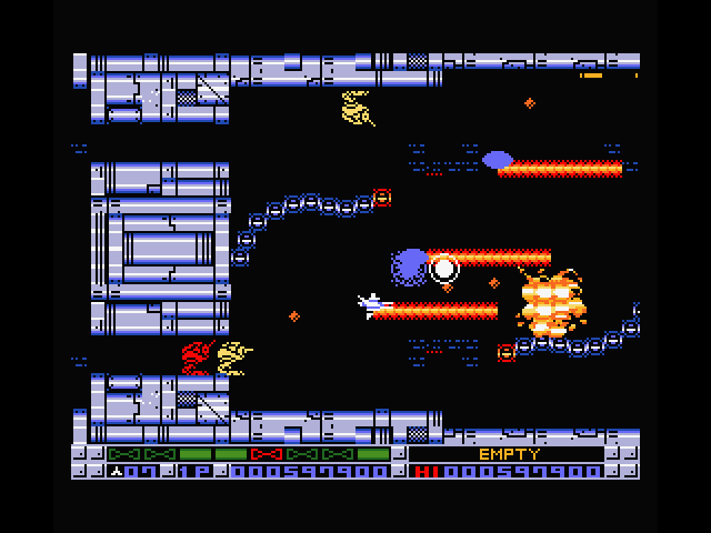 Nemesis 3: The Eve of Destruction MSX Screenshot: Avoid or shoot those long, reaching arms!