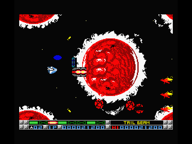 Nemesis 3: The Eve of Destruction MSX Screenshot: Watch out for incoming rocks and more!