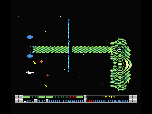 Nemesis 3: The Eve of Destruction MSX Screenshot: Destroy the core, but don't let this thing catch you!