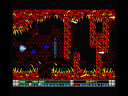 Nemesis 3: The Eve of Destruction for MSX - These walls move; you'll need careful timing to get past them.