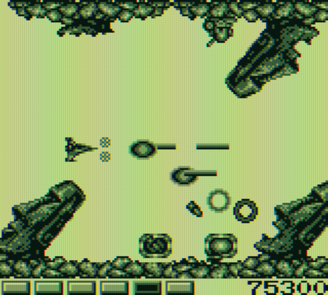 Nemesis Game Boy Screenshot: Entering the Moai heads stage.