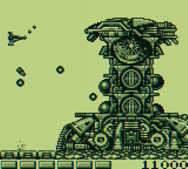 Nemesis Game Boy Screenshot: Another large opponent waits at the end of the fourth stage...