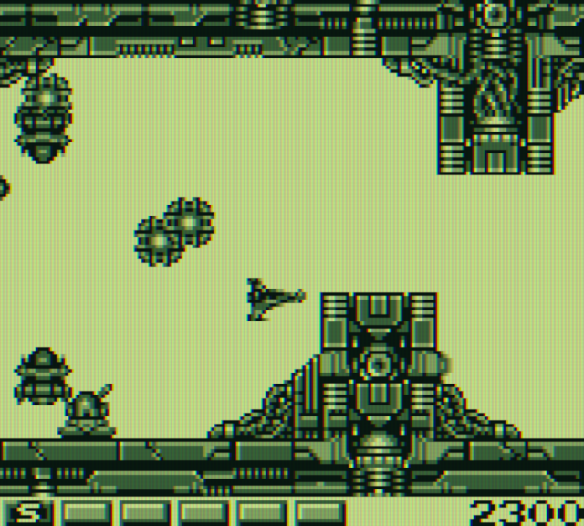 Nemesis Game Boy Screenshot: Careful, don't crash into the walls!