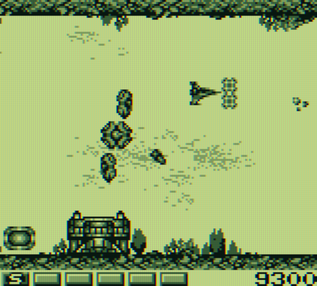Nemesis Game Boy Screenshot: The shield provides some minimal protection...