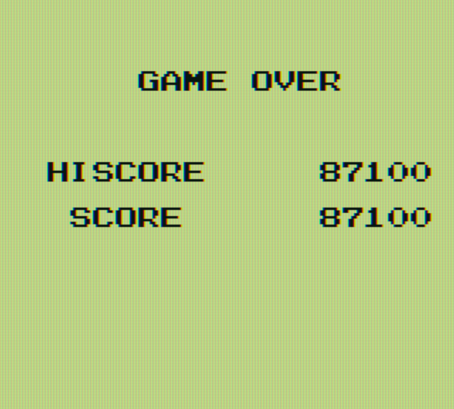 Nemesis Game Boy Screenshot: Game over.
