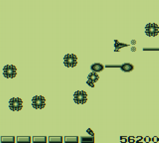 Nemesis Game Boy Screenshot: These boxes keep appearing out of nowhere and head straight towards your ship!