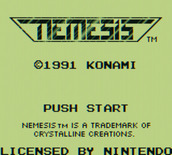 Nemesis for Game Boy - Main menu; push start to begin!