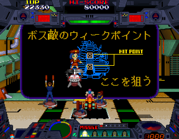 Burning Force Arcade Screenshot: Gathering some intel for the next stage...
