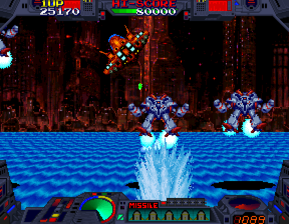Burning Force Arcade Screenshot: Dodging an attack...