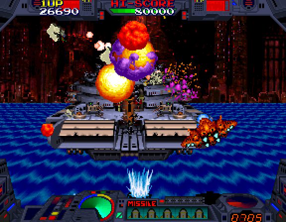 Burning Force Arcade Screenshot: Target destroyed?