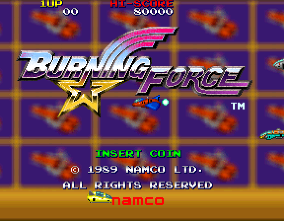 Burning Force Arcade Screenshot: Title screen.