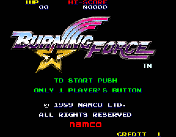 Burning Force Arcade Screenshot: Press start to begin!