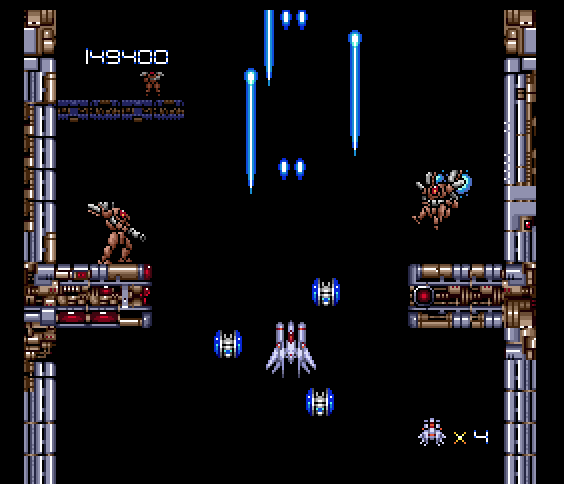 Final Blaster TurboGrafx-16 / PC Engine Screenshot: Entering level 4...