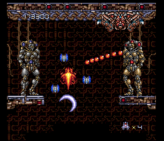 Final Blaster TurboGrafx-16 / PC Engine Screenshot: Powering up for an attack!