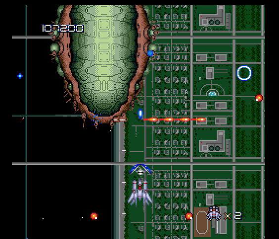 Final Blaster TurboGrafx-16 / PC Engine Screenshot: Avoid lasers and other enemy fire!