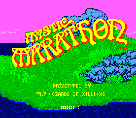 Mystic Marathon Arcade Screenshot: Title screen.