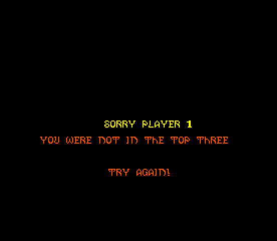 Mystic Marathon Arcade Screenshot: Game over.