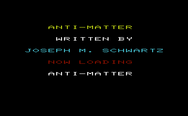 Antimatter Commodore VIC-20 Screenshot: Loading screen.