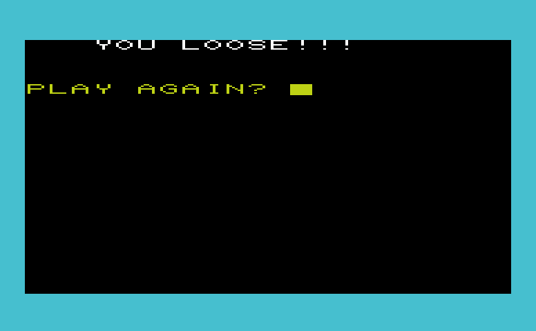 Antimatter Commodore VIC-20 Screenshot: Game over.