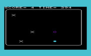 Antimatter for Commodore VIC-20 - Players control the blue circle which needs to avoid the purple one.