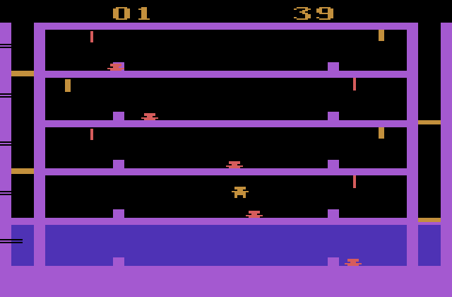 Airlock Atari 2600 Screenshot: Jumping over a torpedo.