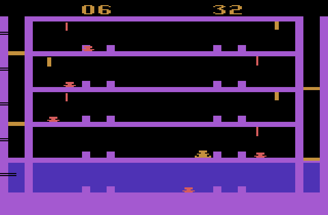 Airlock Atari 2600 Screenshot: Knocked down again, and the water is rising!