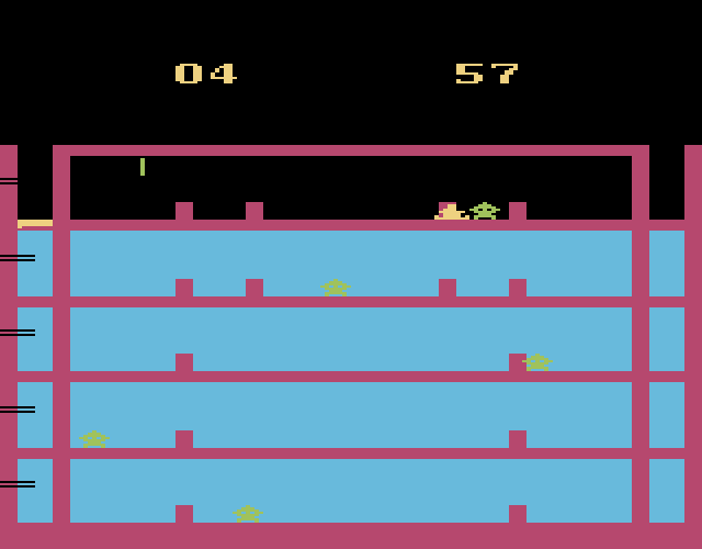 Airlock Atari 2600 Screenshot: Almost out of time, can I make it?