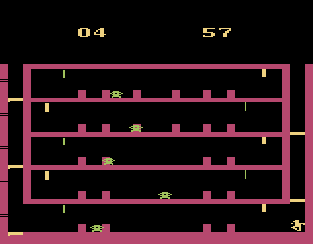 Airlock Atari 2600 Screenshot: On the difficult game setting there is a second set of floors to complete.