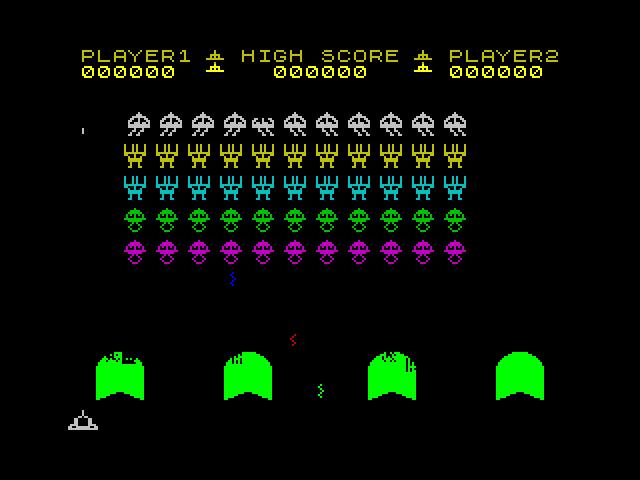 Spectral Invaders ZX Spectrum Screenshot: The game begins!